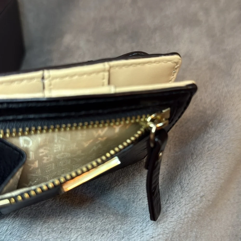 KATE SPADE Black Serenade Valencia Road Bow Small Ostrich Embossed Wallet/ EUC